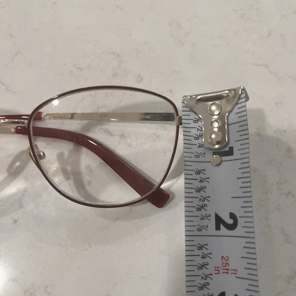 Oxford Lane Queensbury Eyeglass Frame Only Aviator Gold Color Burgundy 54 17 135